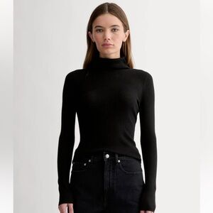 Everlane The Italian Merino Rib Turtleneck Black Sweater Wool Blend Small